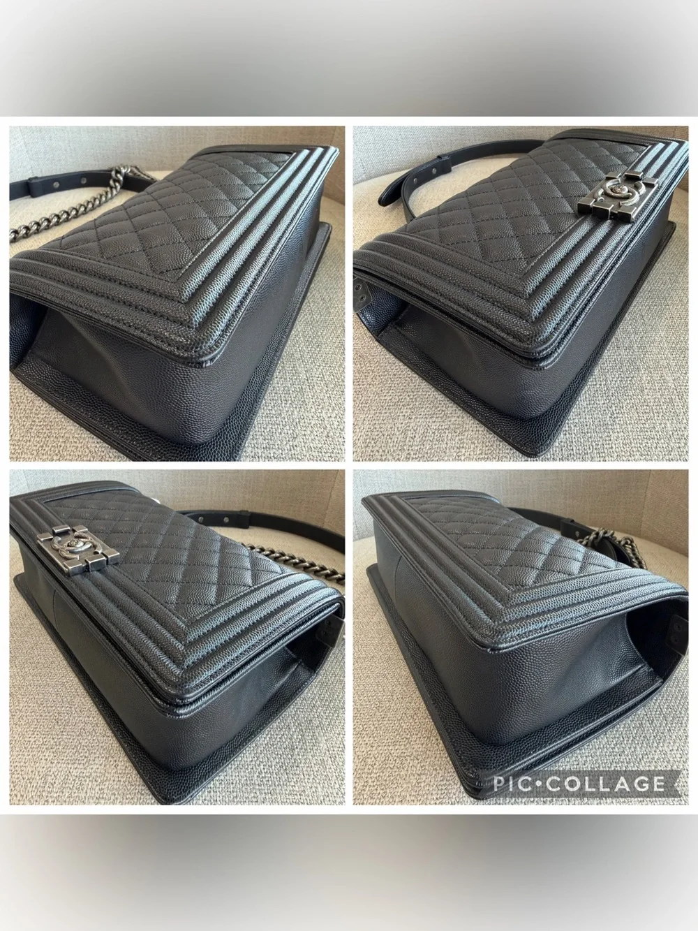 CHANEL Black Quilted Boy Shoulder Bag with Gunmetal Hardware